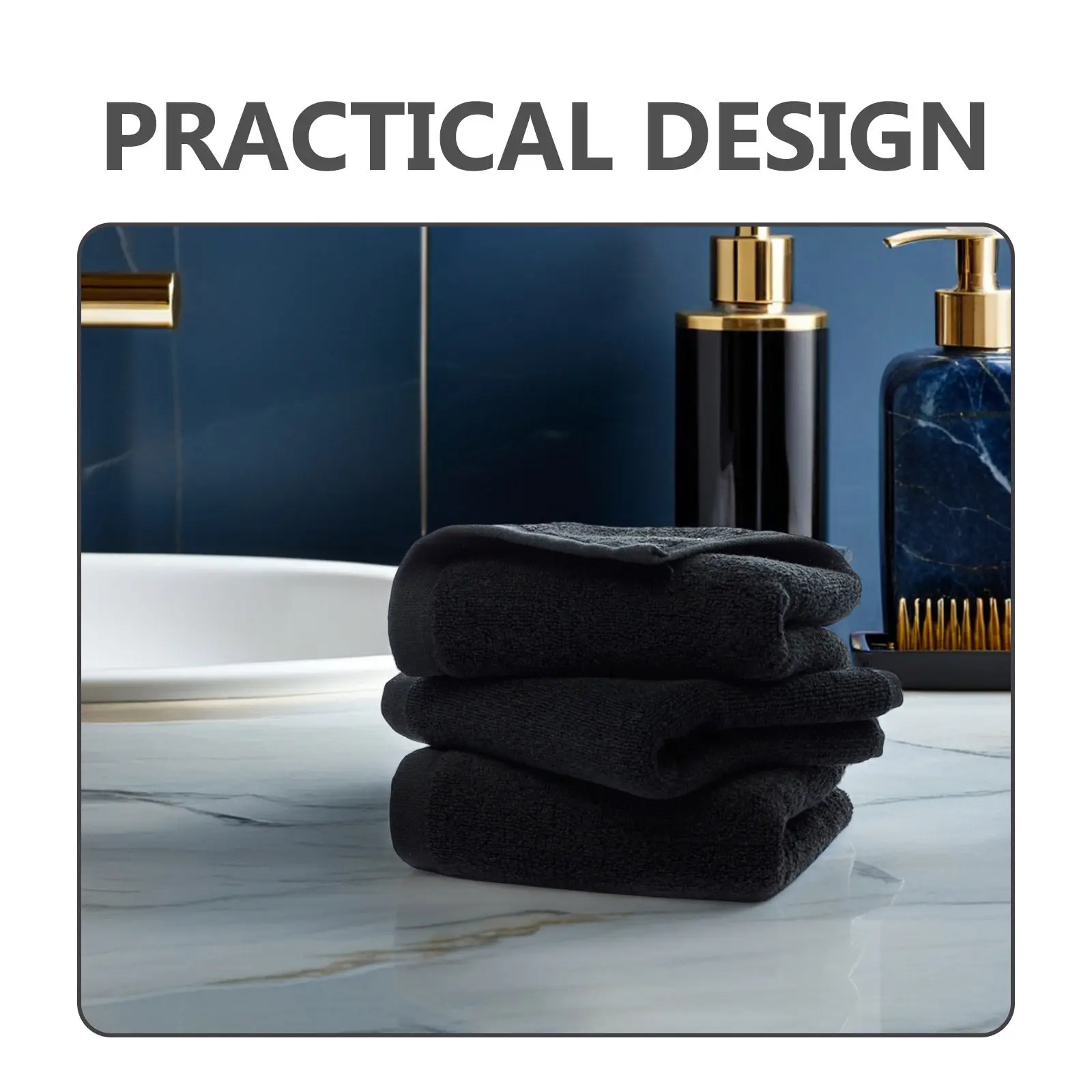 Extra Large Black Cotton Hand Towel Soft Pure Cotton Face Bath Towel 35x75cm Fast Drying Hotel Spa Gym Black Bath Towels
