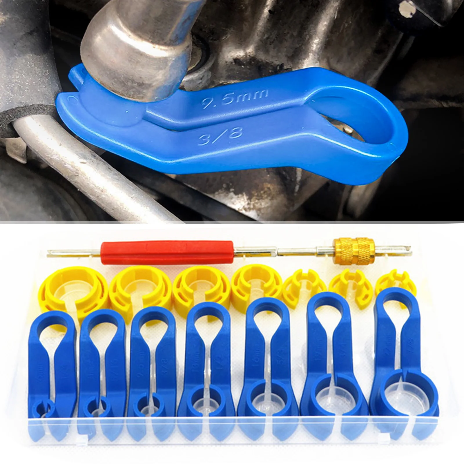 

16Pcs Fuel Line Disconnect Removal Tool Set AC/Fuel Line Angled Disconnect Tool Set Air Conditioning Pipe Clamp Disassembly Tool