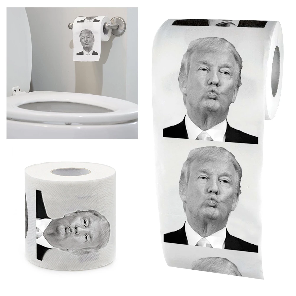 1-5 Roll Toilet Paper Bathroom Prank Joke Fun Paper Donald Trump Humour Printed Toilet Paper Roll Tissue Trump Rolling Paper