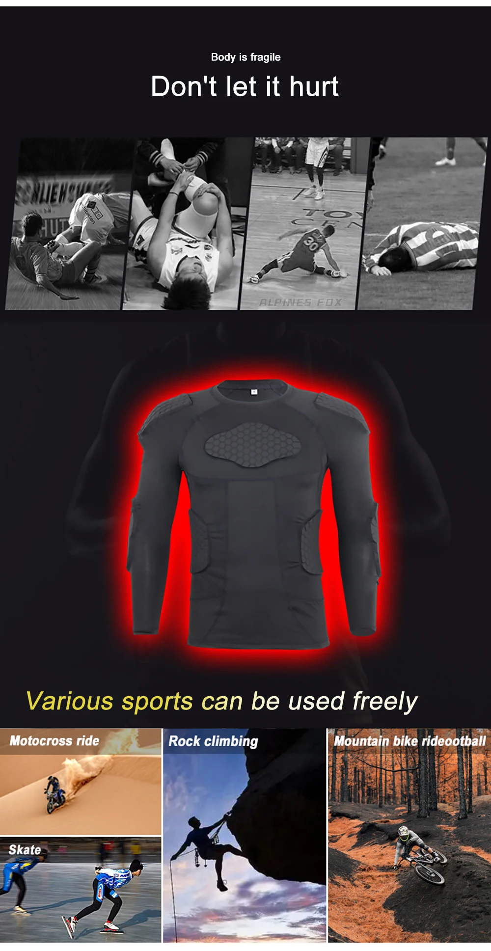 Motorrad Ganzkörper panzer Jacke Schutz Moto Unterwäsche Anti-Kollision Motorrad Reiten Kleidung Waben polster Motocross Tops – Detail 4