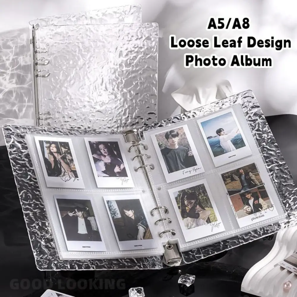 New A5/A8 Photocards Holder Loose Leaf Design Water Ripple Idol Card Collection Binder Transparent Photo Album
