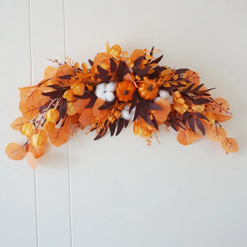 

PARTY JOY Artificial Flowers Halloween Pumpkin Fall Leaf Fake Plants Wall Hanging Home Door Decoration Festival Party Decor