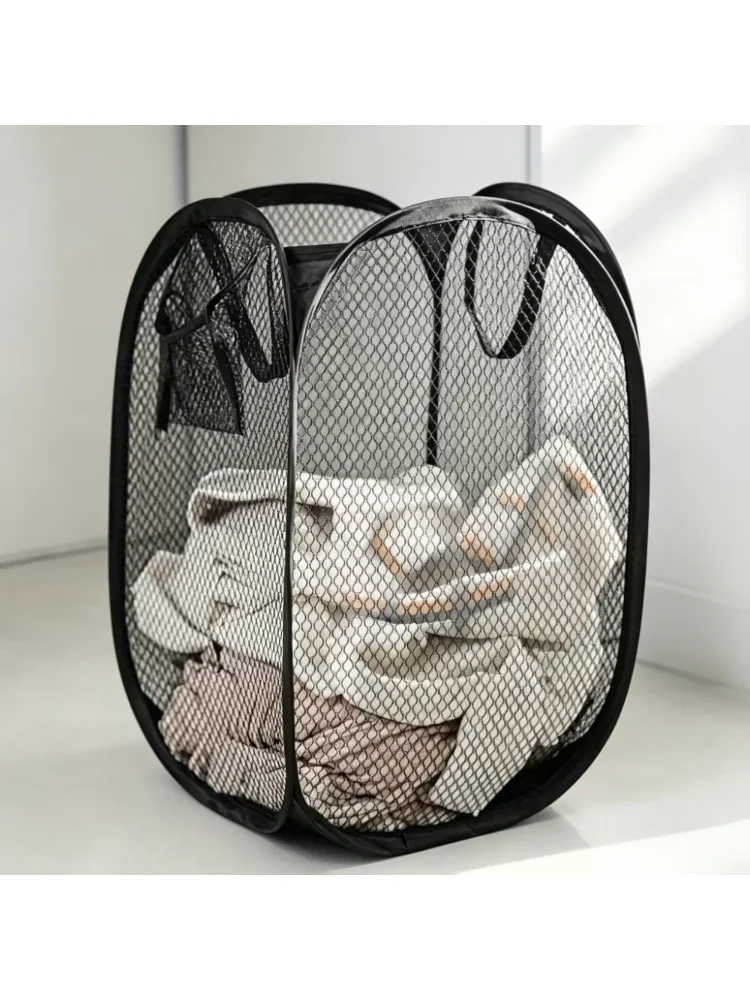 1Pc Collapsible Pop-up Mesh Laundry Basket, Portable Clothes Hamper for Dirty Clothes, Socks, Toys and Sundries Storage