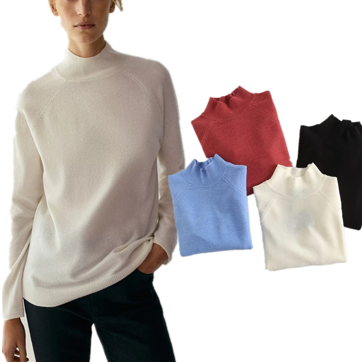 

Withered Basic British Fashion Knitwear Pullover Sweater Tops Minimalist Cashmere Blend Winter Sweater Women