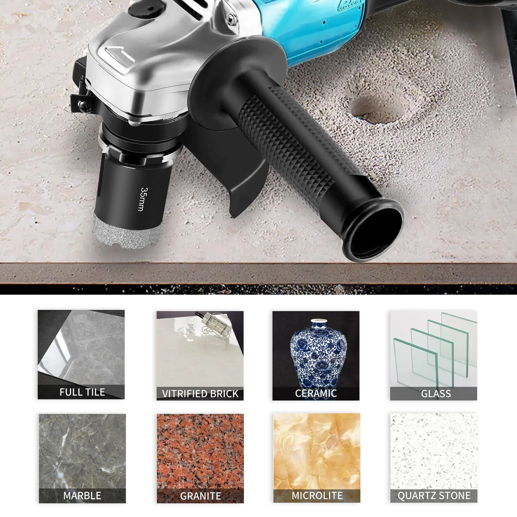 Imagem -05 - Thread Dry Vacuum Brazed Diamante Drilling Bit Porcelain Cup Saw Azulejo Granito Mármore Pedra Buraco Saw Angle Grinder Tools 1pc M14