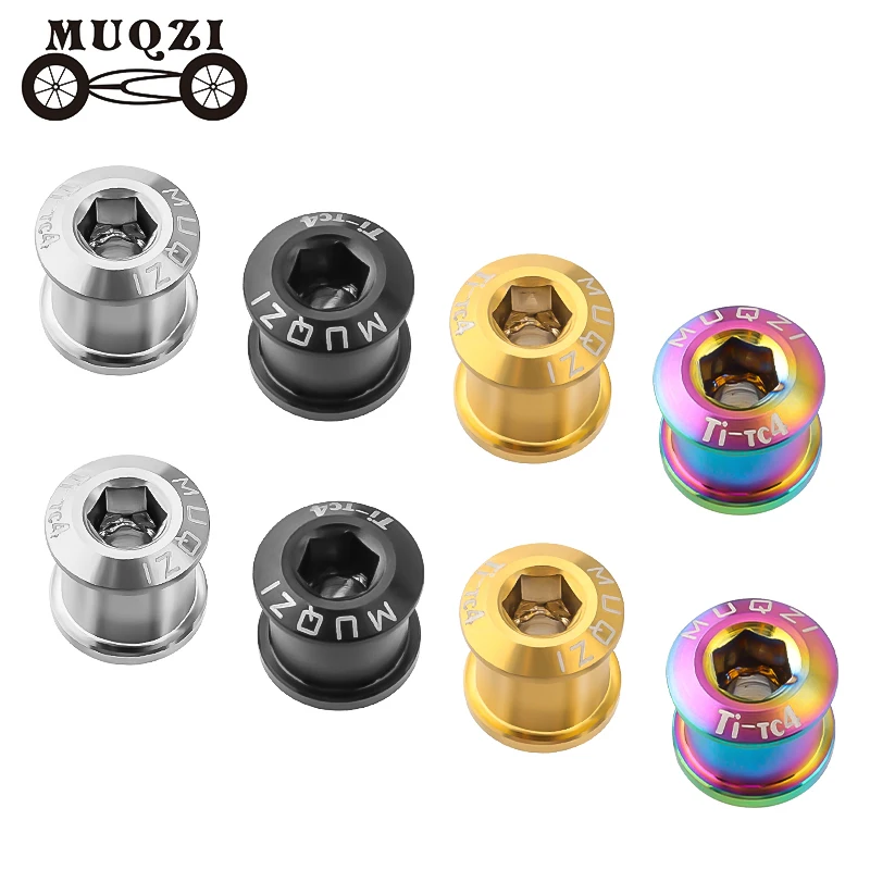 MUQZI 5pcs Titanium Single Double Chainring Screw MTB Bike M8 Chain Ring Bolts