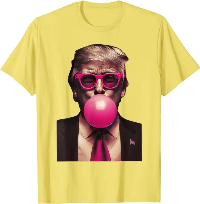 Trump Bubble Gum T-Shirt Humor Funny Graphic Outfit 2024 Election Cute Campaign Tee Short Sleeve Blouses Novelty Husband Gift