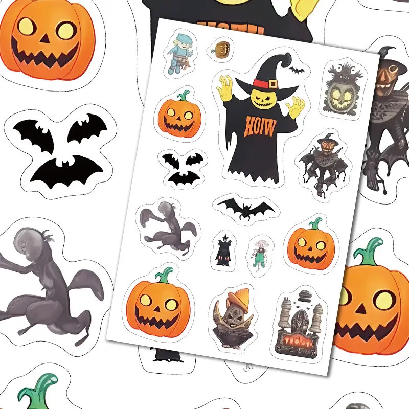 Halloween Cartoon Cute Pumpkin Head Notebook Room Decoration Computer Water Cup Guitar Suitcase Toy Sticker Wholesale