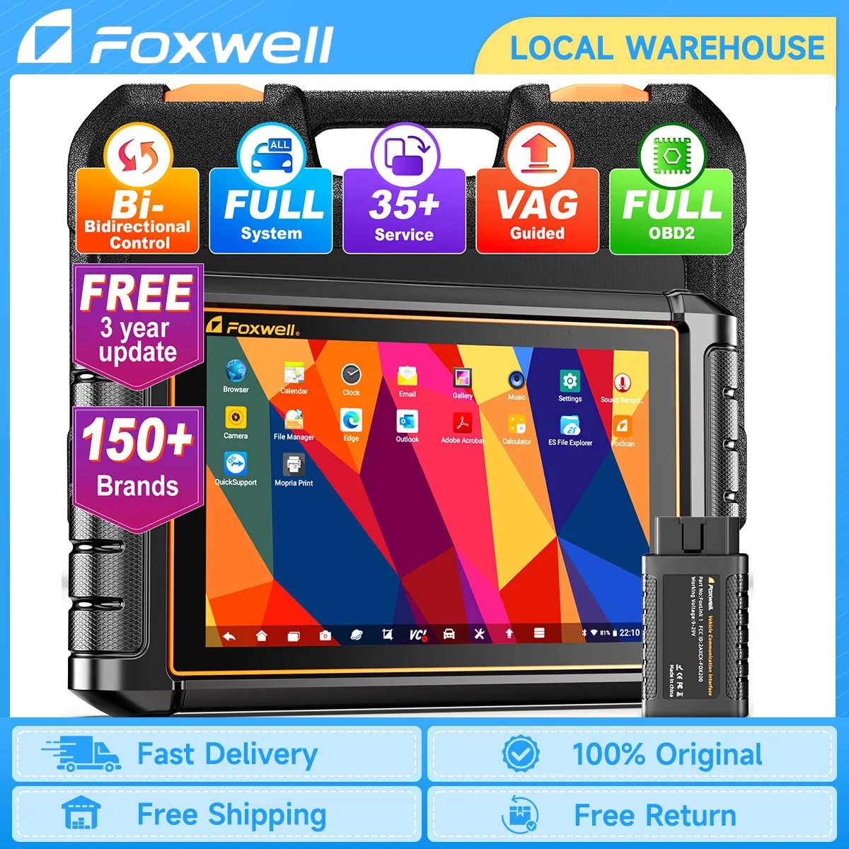 

FOXWELL NT909 OBD2 Car Diagnostic Tool Bi-Directional ECU Coding Guided Functions OE-Level Full System OBD 2 Automotive Scanner