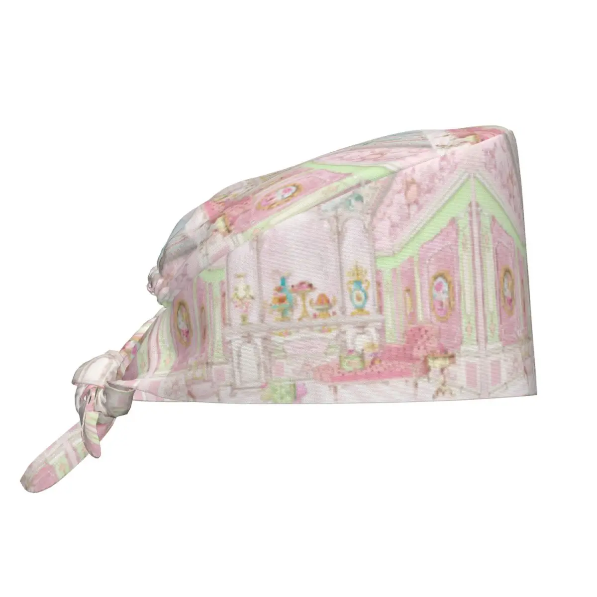 French Patisserie Marie Antoinette Pink Cake Shop Diorama Scrub Hat Doctor Working Surgical Cap Adjustable Nursing Caps Dentist