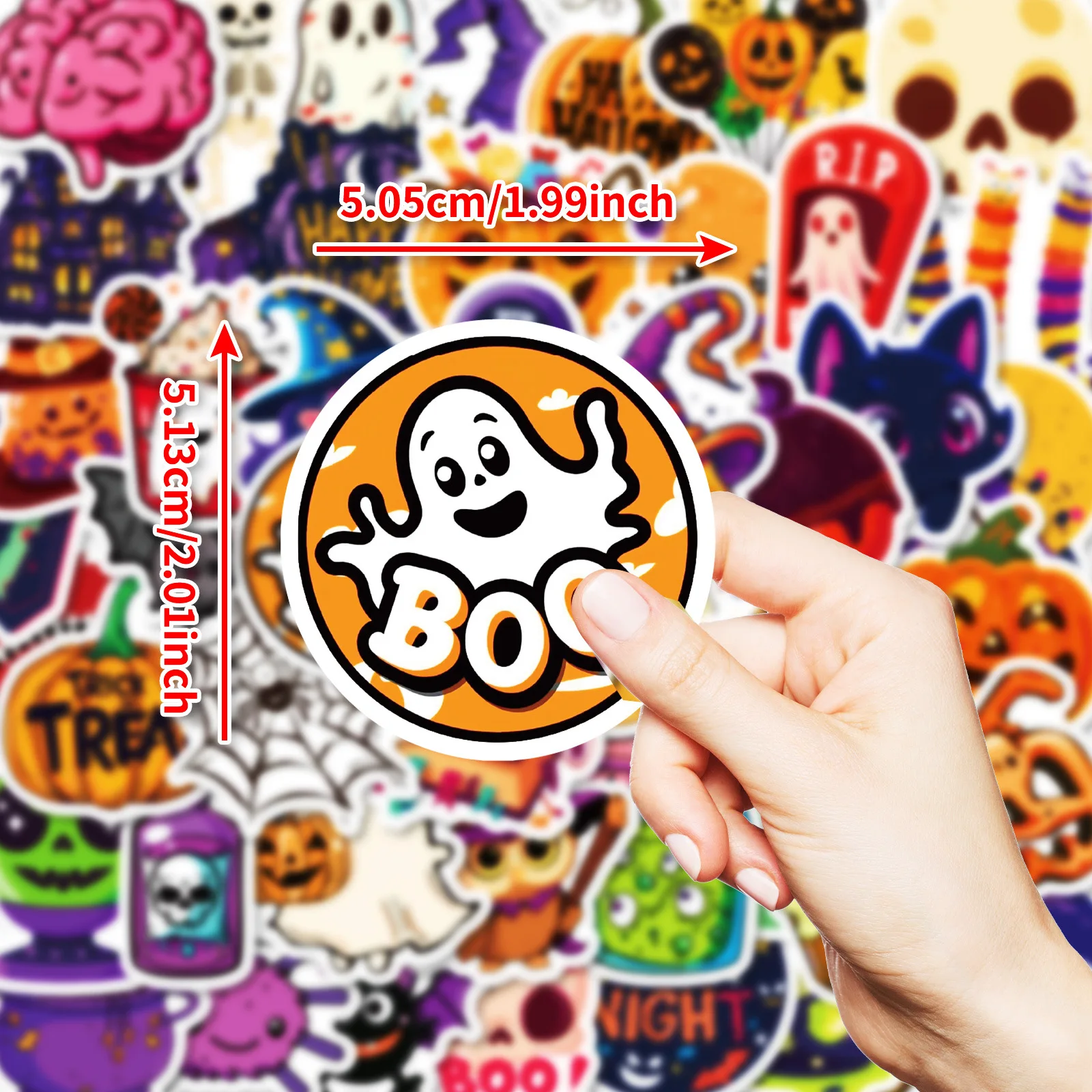 50pcs ฮาโลวีน Eye สีเขียว Ghost Hand Graffiti สติกเกอร์เทศกาลตลก HD กันน้ํา Self-กาวสติกเกอร์