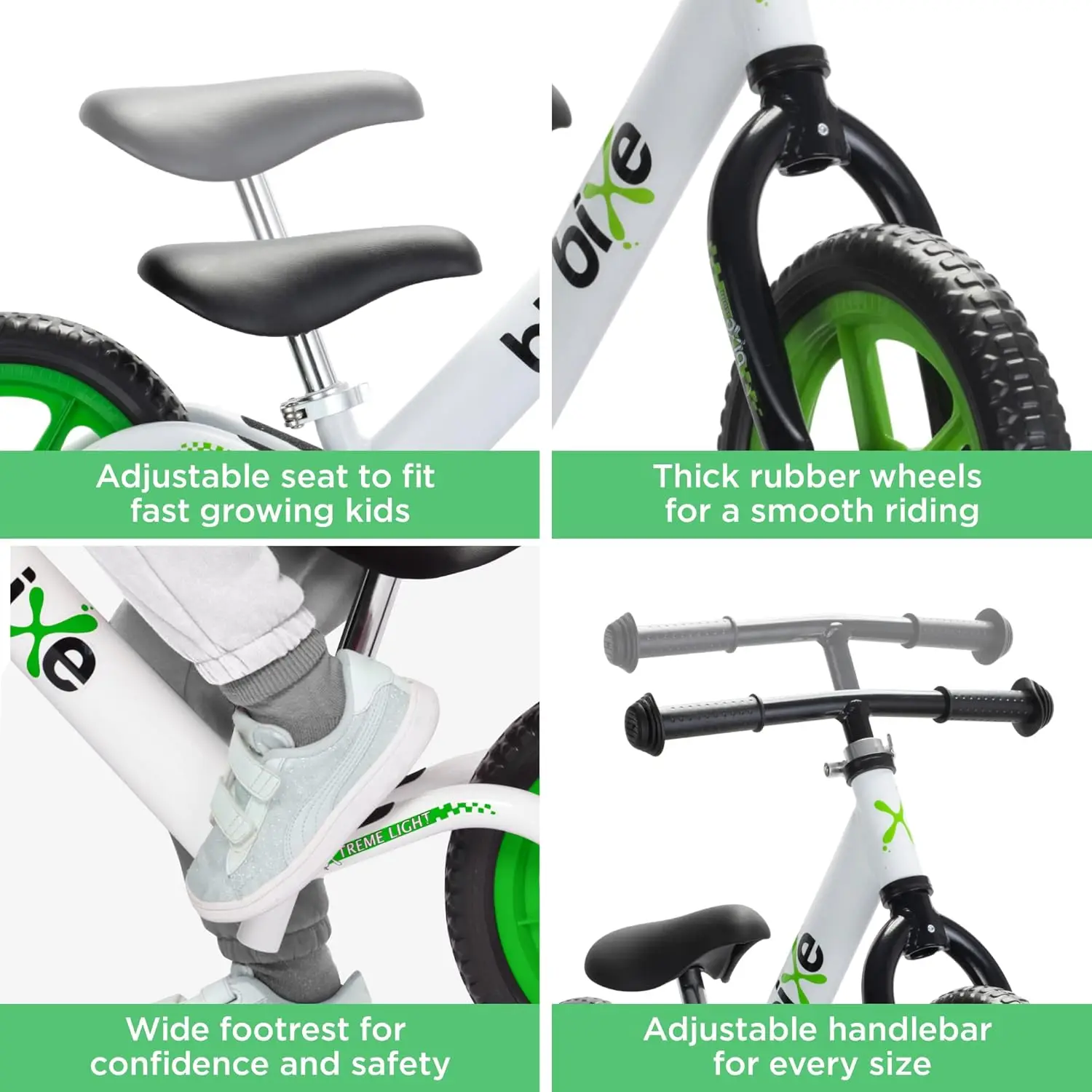 Vélo d'équilibre en aluminium pour enfants et tout-petits, léger 4 lb, vélo d'entraînement sportif sans pédale pour 18 mois - 6 ans, vert