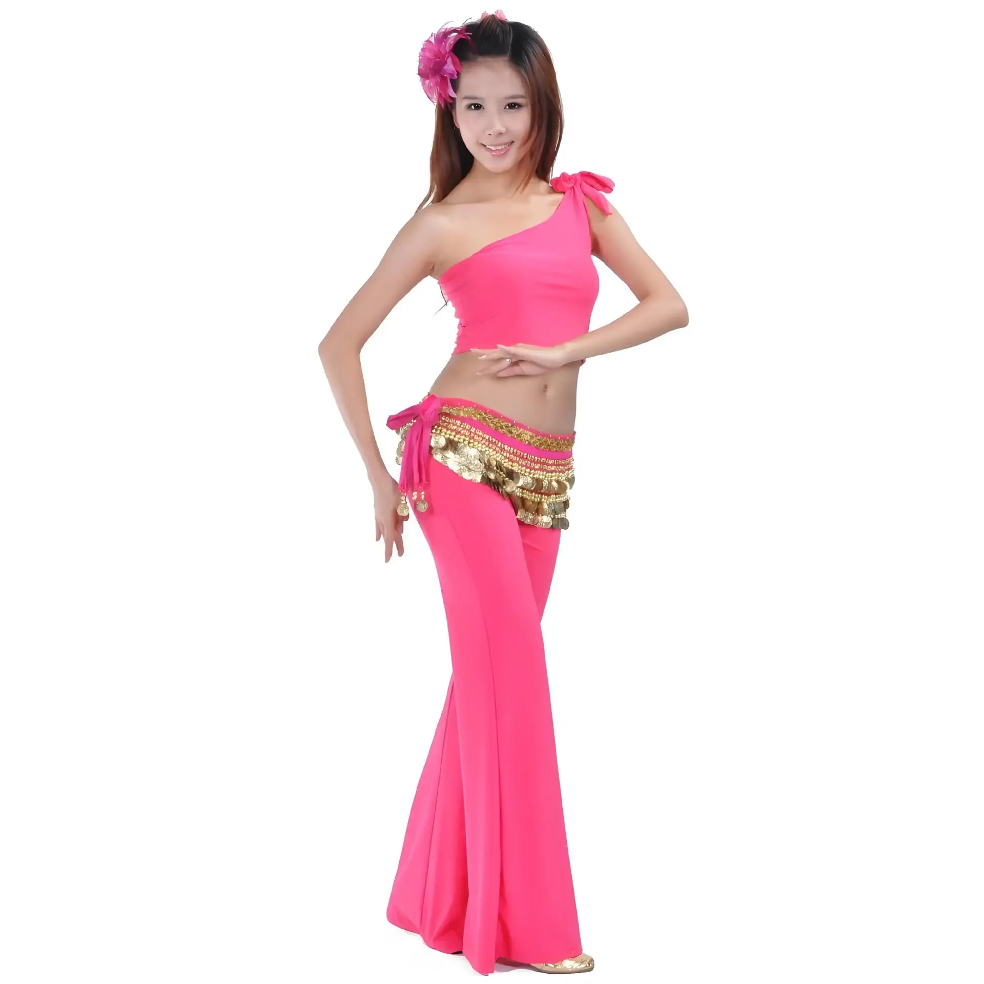 Terno de verão superior + calças de prática roupas prática sapatos de dança do ventre e calças collant fantasia feminina saia de dança do ventre