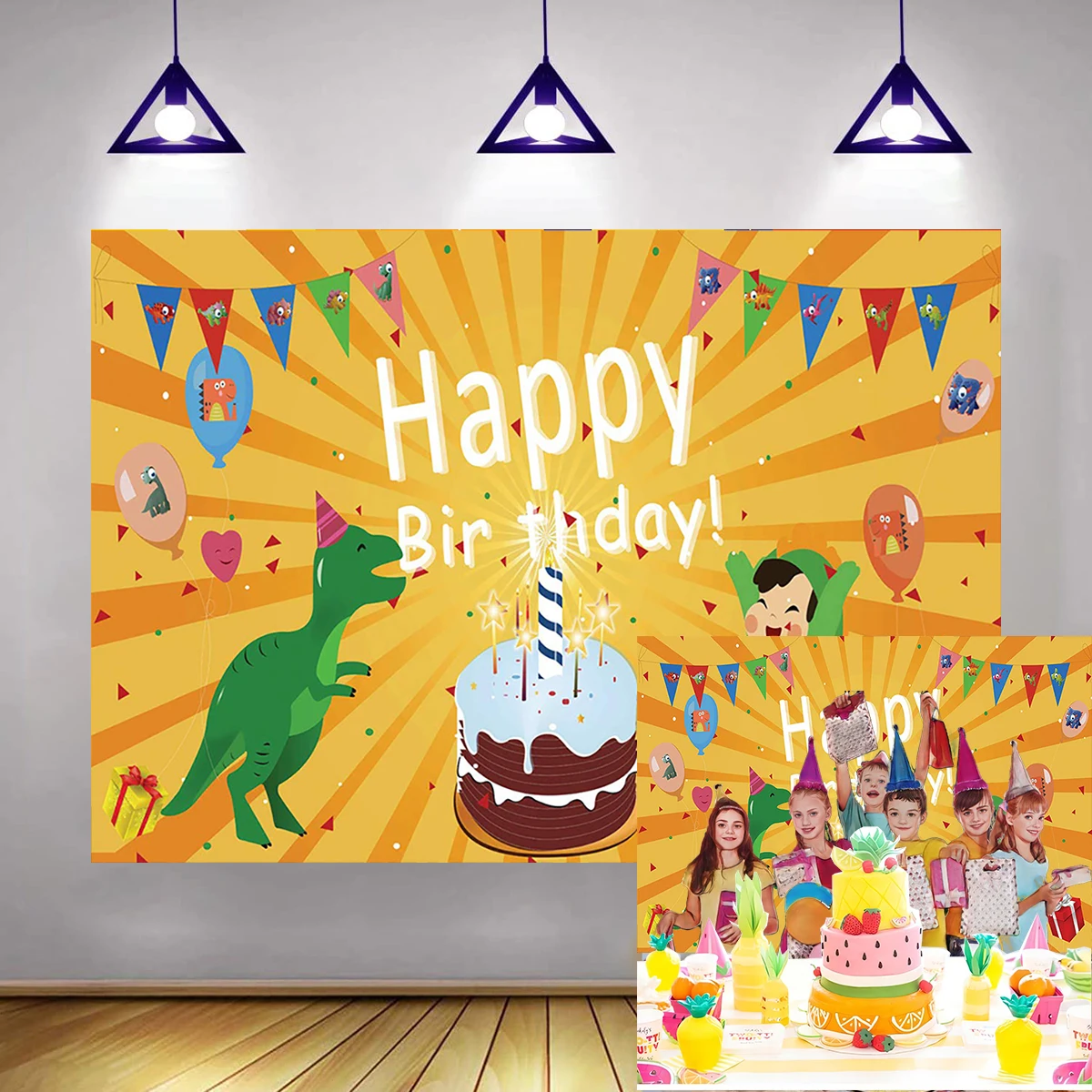 Green Dinosaur Theme Happy Birthday Backdrop Kids Party Photography Living Room Decoration Show Welcome Banner New Born Family