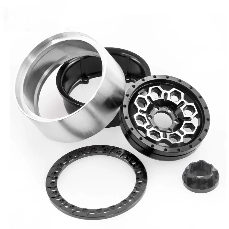 Cubo de roda de favo de mel de metal, 4 unidades, 2.2 polegadas, para carro crawler 1/10 1/8 rc trx4 defender axial scx10 rc4wd trx6 tanque 300 yk4083 cruz