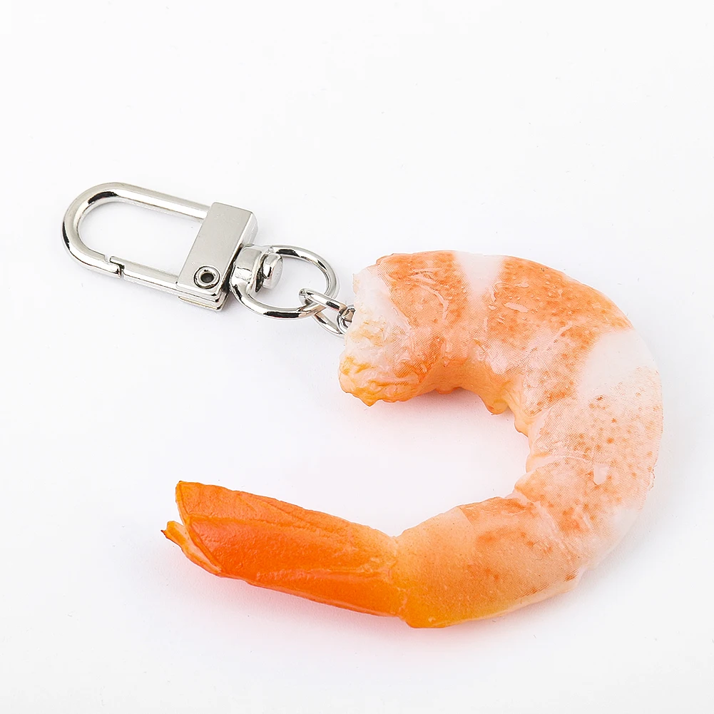 시뮬레이션 맛있는 음식 키 체인, 가짜 새우 모델, 사진 소품, 소년의 재미있는 장난감, 자동차 열쇠 고리 지갑 펜던트 보석 선물