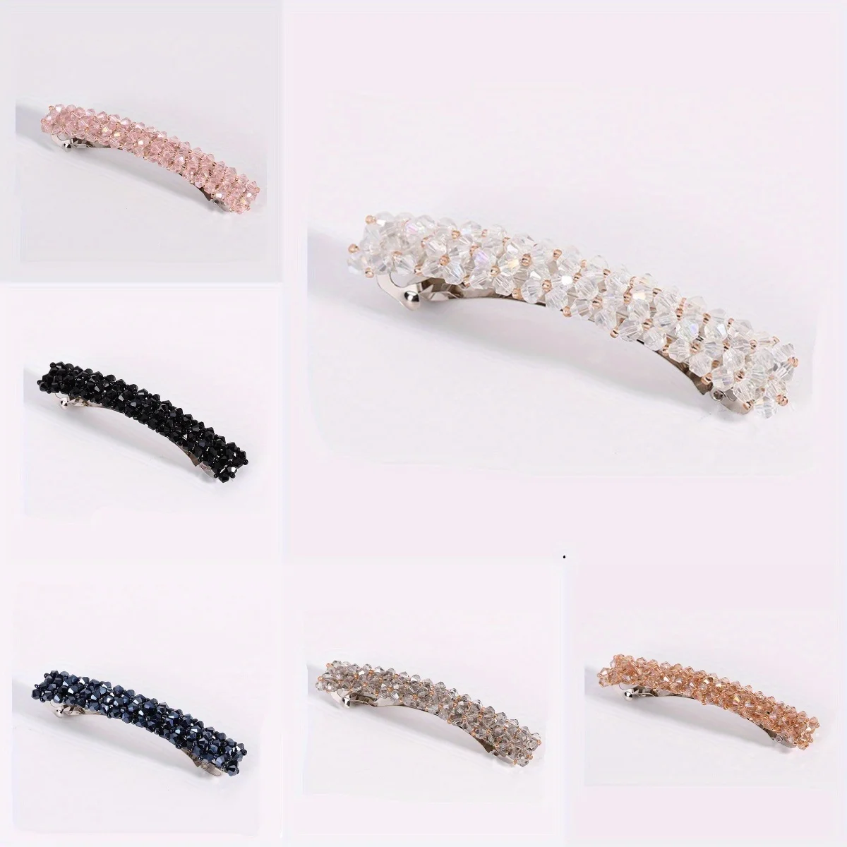 

Crystal Hair Clip for Women, Simple Spring Grip Design Elegant Side Clip for Bangles Daily Commute Versatile Hair Accessories