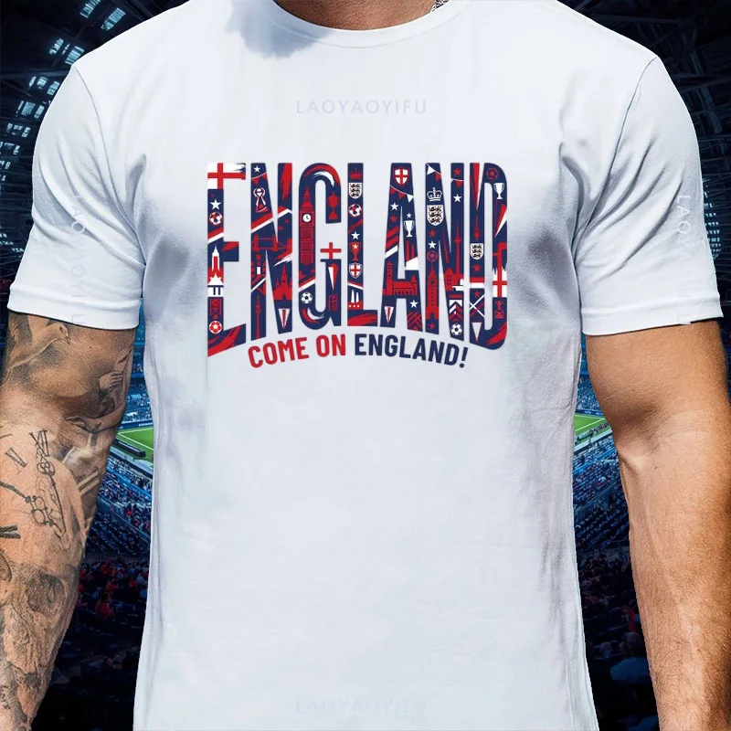 Three Lions Crest Golden Five Stars It’s Coming Home Slogan St George Cross Shield 2026 Gradient Letter Soccer Ball Badge