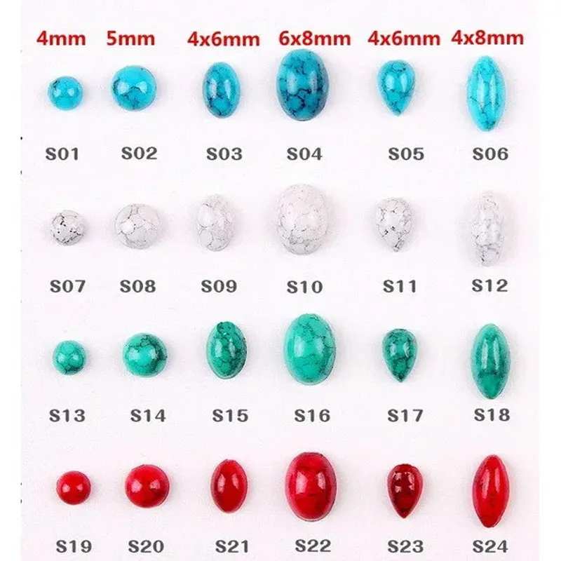 200Pcs 4 Colors Imitation Turquoise Resin Stone Marble Pattern Nail Art Decorations 3D DIY Nail Stickers Jewelry