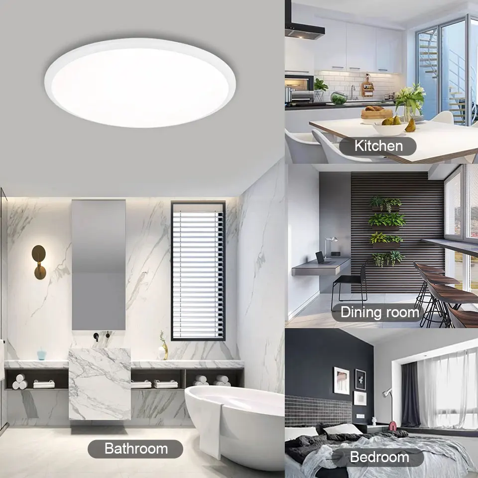 LED ضوء السقف 220 فولت مقاوم للماء الغبار ثلاثة برهان ضوء غرفة نوم الحمام غرفة الطعام المطبخ تركيبات الإضاءة الداخلية