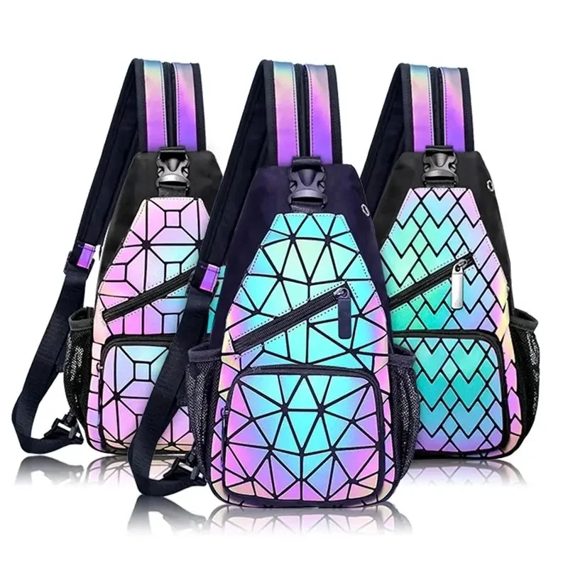 Male Shoulder sling Bags Man Casual Chest Business MultiFunctional Women Backpack Cycling Sports Rucksack Travel Pack holographi