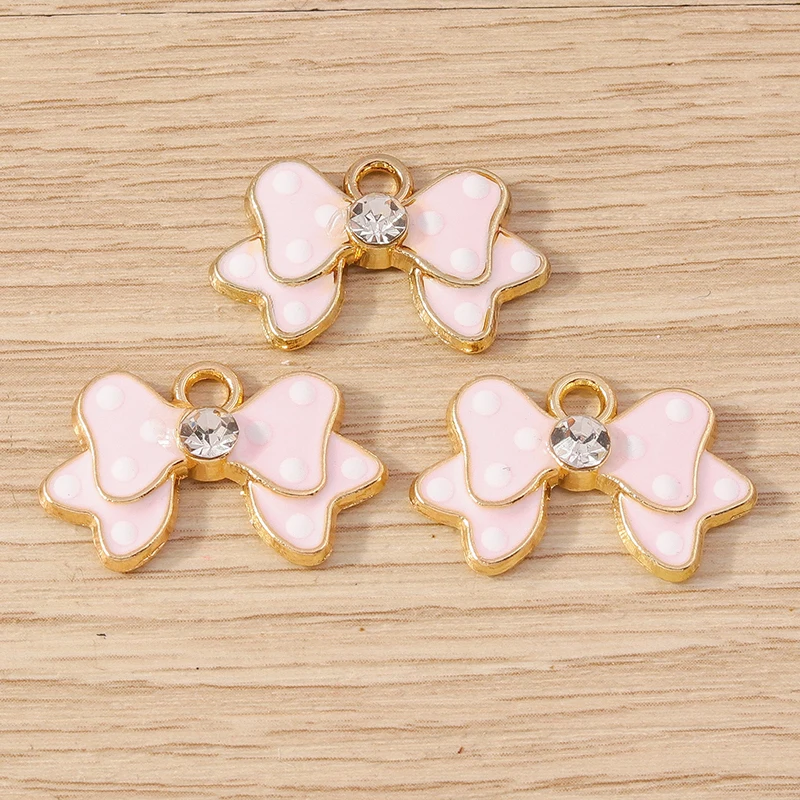 Tusember 10 Stück Emaille-Anhänger, elegante Schleife, Schleife, Charms für Schmuckherstellung, Ohrringe, Halskette, DIY, Armband, Zubehör, Zubehör – Detail 14