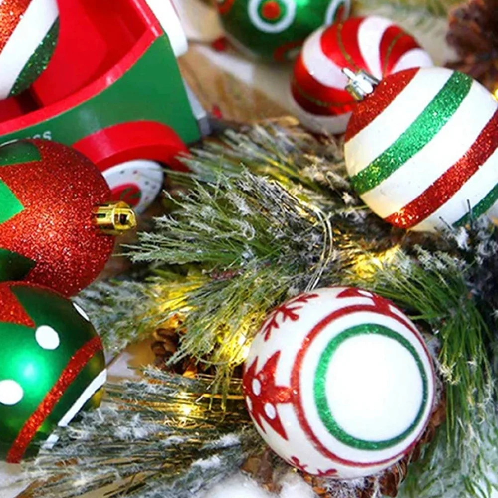 30 Pieces Christmas Ball Ornaments Plastic Lightweight Shatterproof with Glitter Finish for Tree and Festive Party Decorations