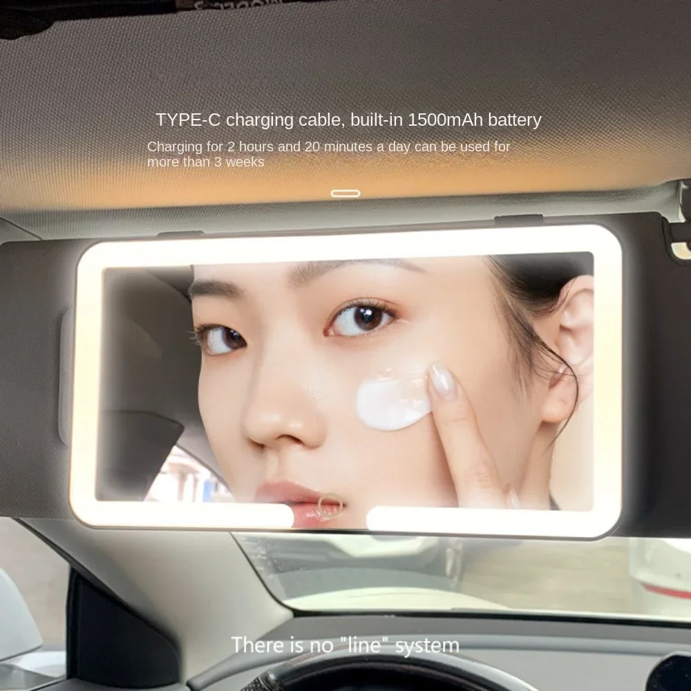 HD Mirror Car LEDMakeup Mirror Three Gear Adjustment Sun Visor Plate Interior RearMirror Dimmable Touchscreen Auto Vanity Mirror view 3