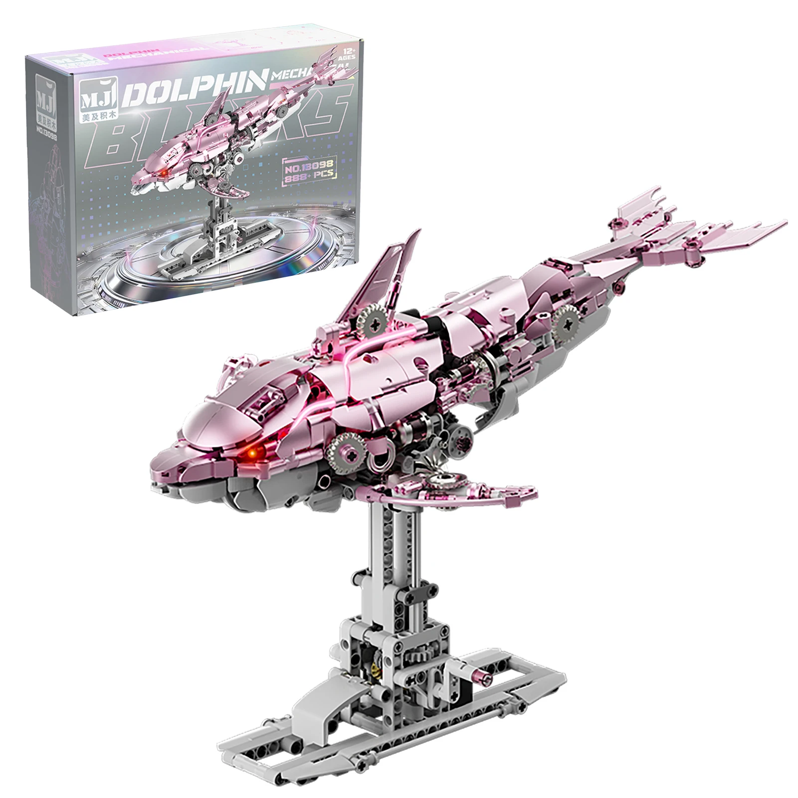 

Mechanical Dolphin Building Blocks Set 888pcs Pink Blue Assembly Toy