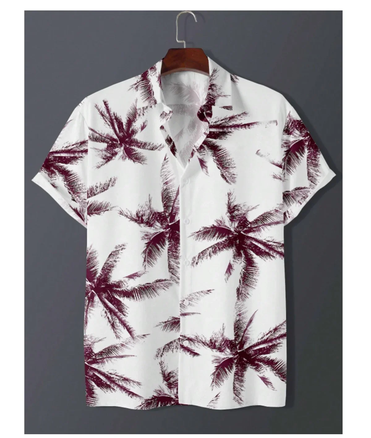 Camicia da uomo con scollo a Polo stampata in 3D con stampa albero di cocco camicia hawaiana con bottoni moda per il tempo libero per le vacanze XS-5XL