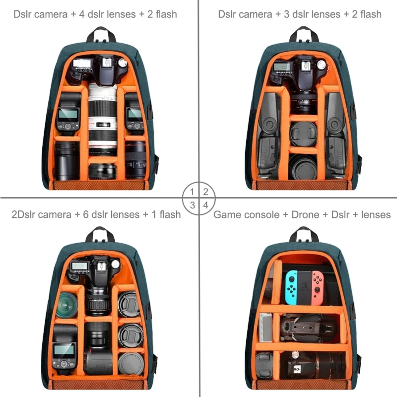 PULUZ Outdoor Waterproof Backpack Portable Dual Shoulder Photography Camera Handbag Scratch-proof Laptop Bag with Rain Cover