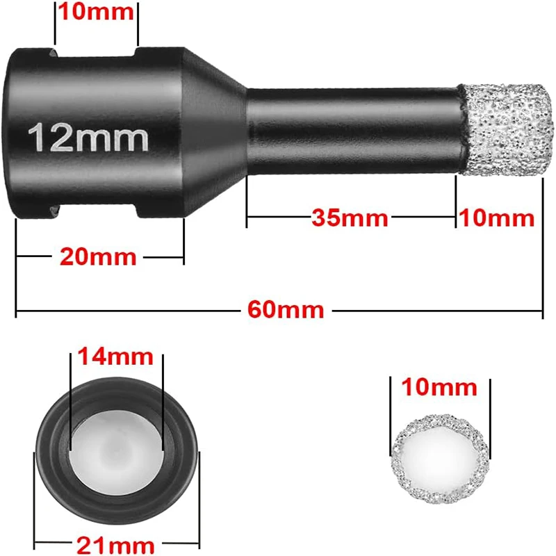 6/1 قطعة M14 الأساسية بت الحفر الجاف الموضوع الماس لقمة ثقب سيراميك الجرانيت الرخام تاج الحفر ثقب المنشار أدوات القطع