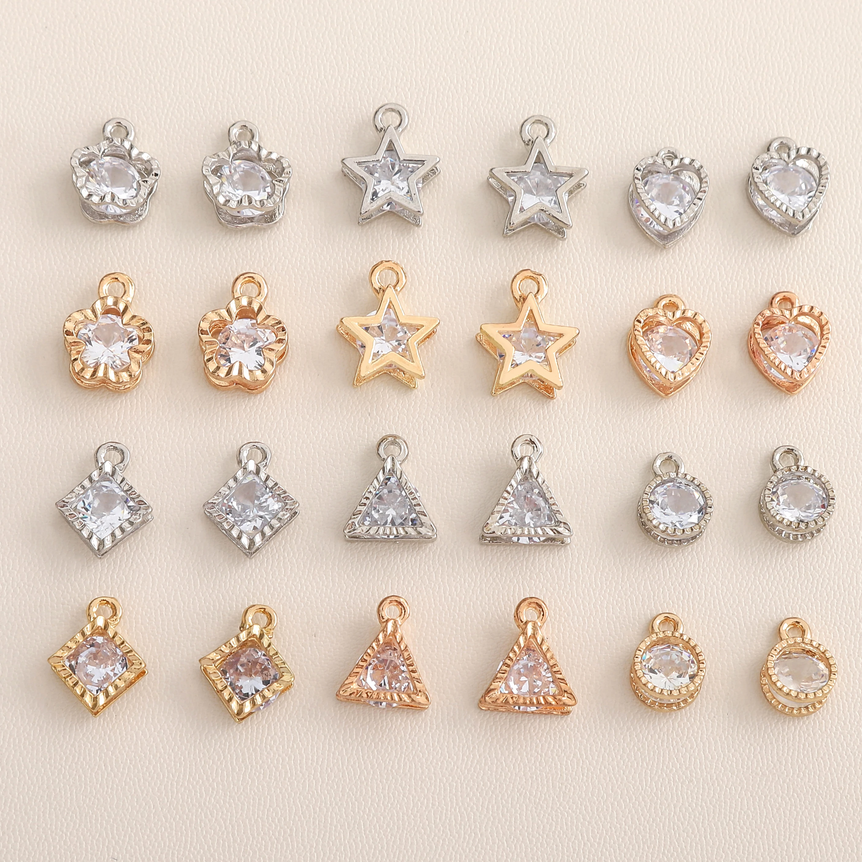 

5Pcs Alloy Inlaid Ziron Charms Star Heart Droplet Shape Unique Pendant DIY Handmade Necklace Earrings Jewelry Making Accessories