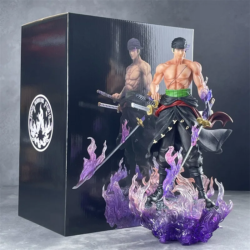 Anime One Piece Gk 32cm Action Figure One Knife Flow Roronoa Zoro Model Statue Decorations Pvc Figure Hand Model Collect Gift