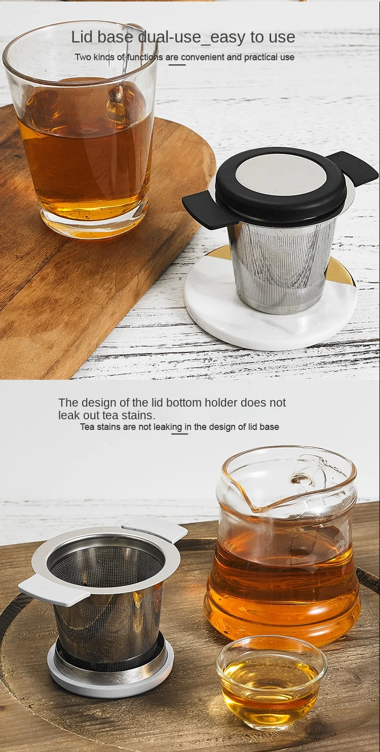 Stainless Steel Tea Filter with Double-Handle, Silicone Tea Filter, Double-Ear Tea Maker, Tea Partition