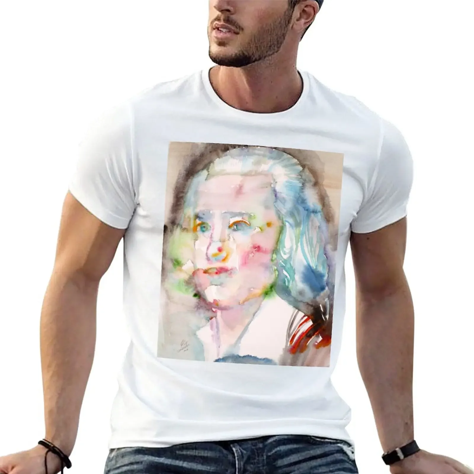 New FRIEDRICH HOLDERLIN - watercolor portrait .1 T-Shirt shirts graphic tee Blouse men clothings
