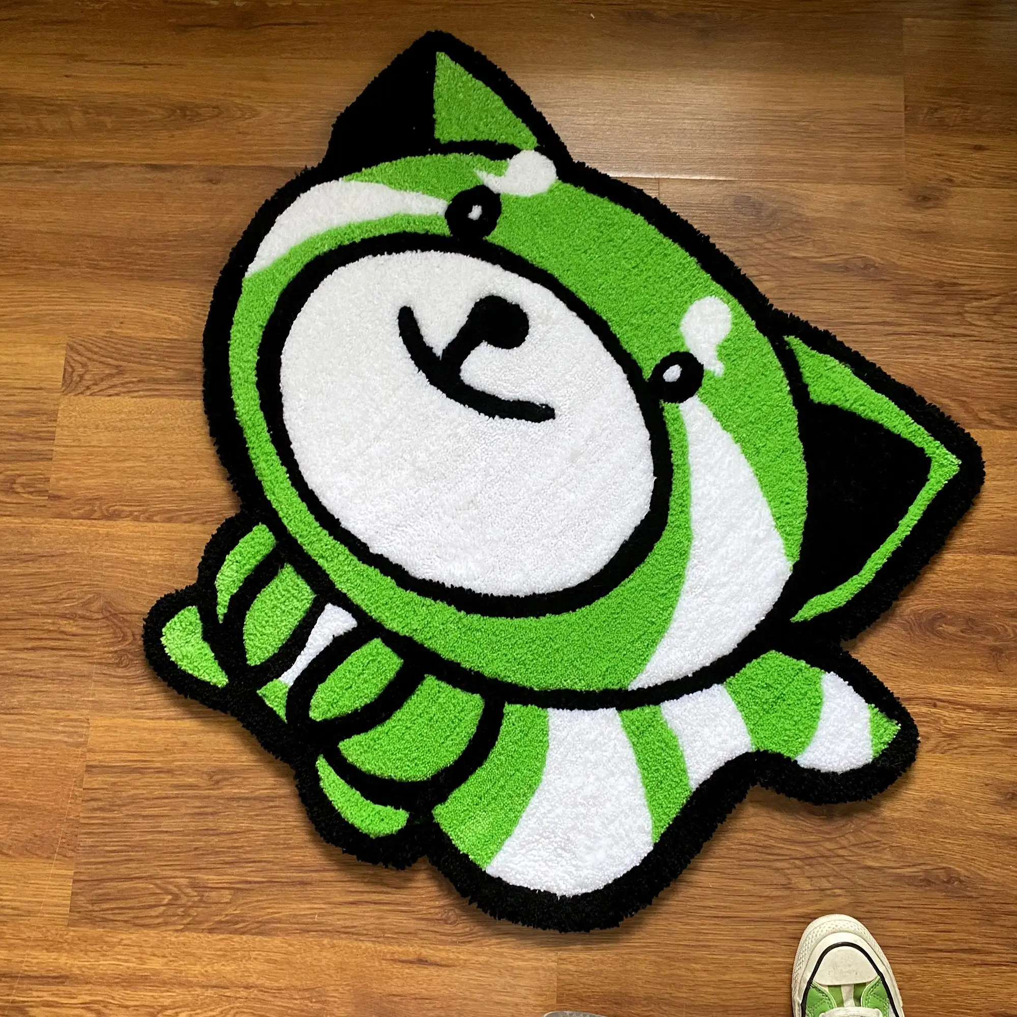 Green Cute Cartoon Animals Decorative Rug Digital Printing Technology Simple Housewarming Gift Handmade Non-Slip Carpet