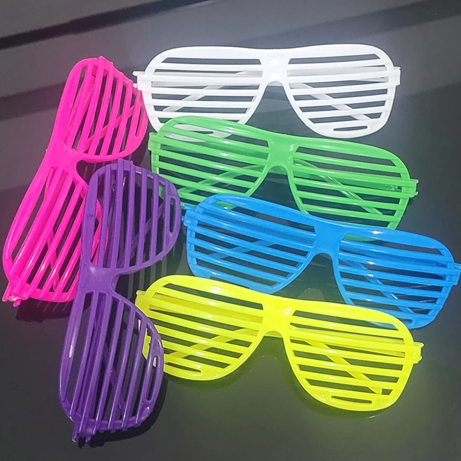 12pcs/Set Neon Color Shutter Glasses 80s 90s Party Favors Eyewear for Adults Teens Kids Disco Birthday Decor Party Supplies