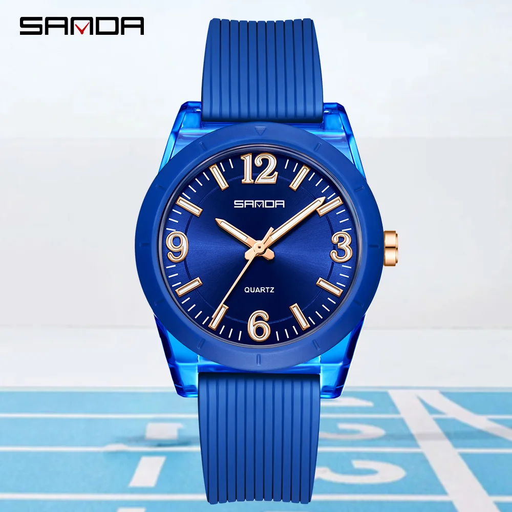 SANDA Top Brand 6277 Transparent Case Children's Quartz Watch Waterproof Night Light Leisure Student Quartz Watch 2025