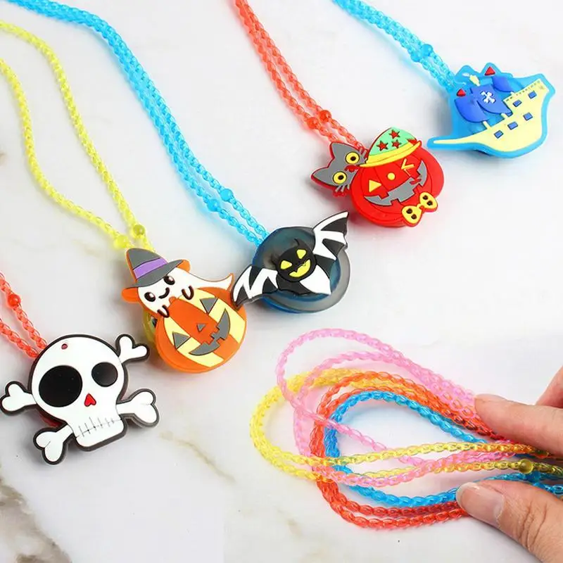 Halloween Glowing Pendant Toys Shine In The Dark Toys Light Up Necklaces LED Necklaces For Kids For Halloween Party Favors