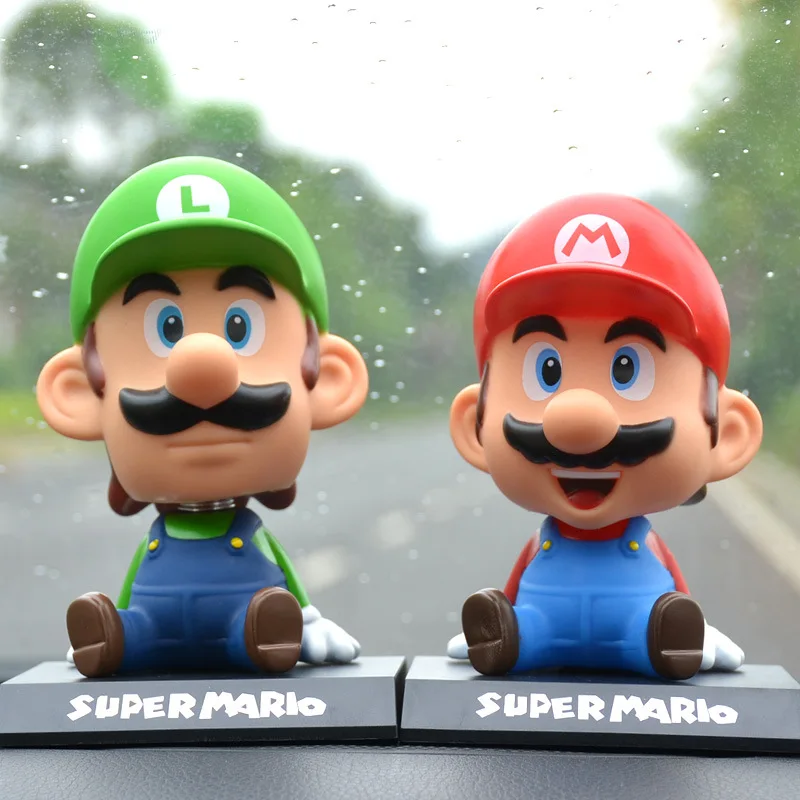 ตัวเลขการกระทํา Mario Luigi เขย่าหัวผู้ถือโทรศัพท์ตุ๊กตา PVC อะนิเมะอุปกรณ์ต่อพ่วงเขย่าหัวโทรศัพท์เครื่องประดับรถของเล่น