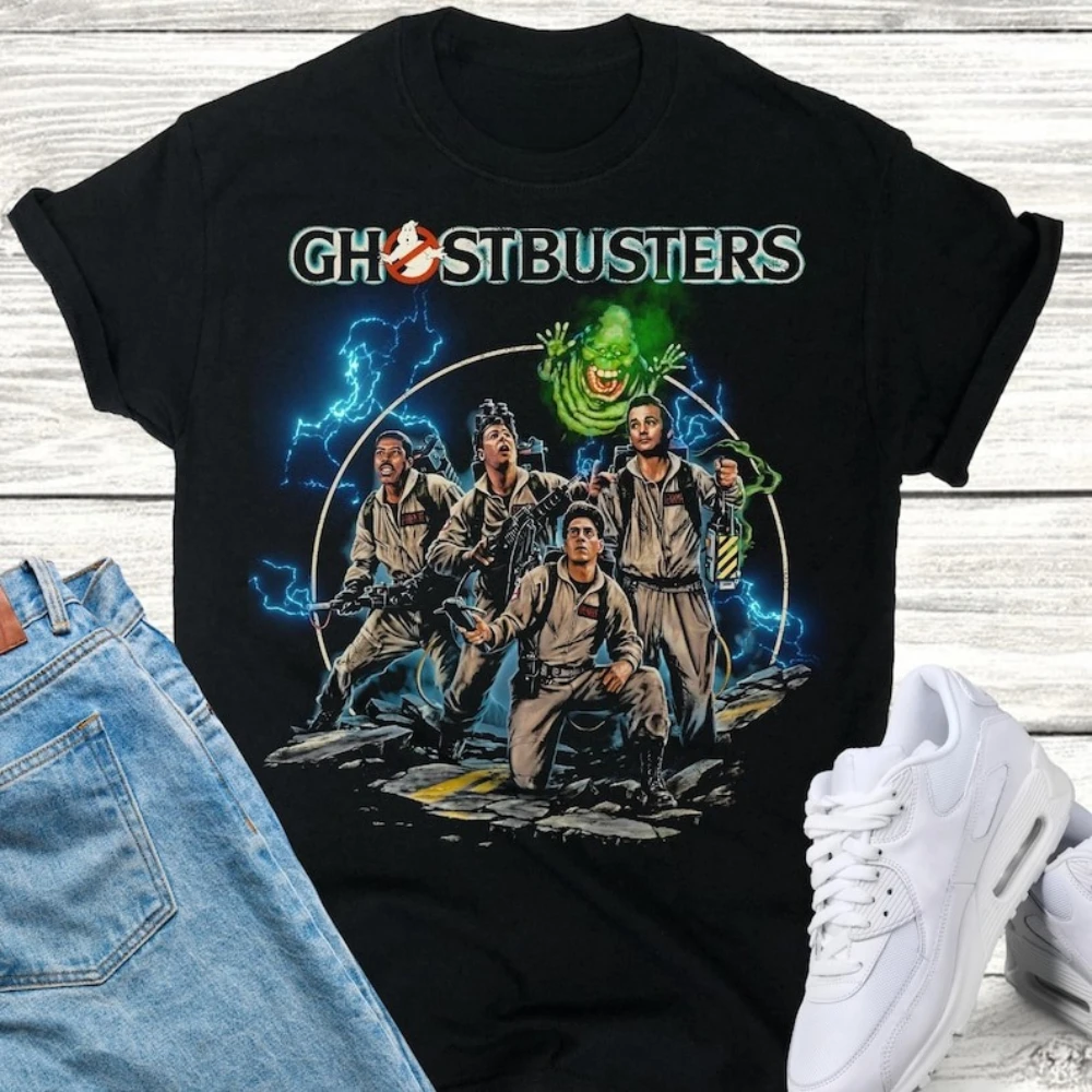 

Охотники за привидениями, классическая футболка 90-х годов для женщин и мужчин, свободная футболка с принтом, винтажная оригинальная литая рубашка из фильма, Хэллоуин с короткими рукавами