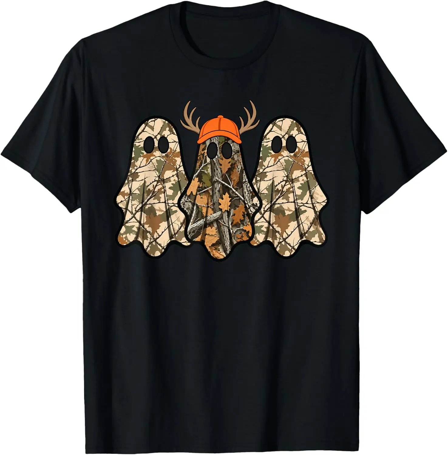 Camo Boo Ghost Deer Hunting Season Halloween Men Women Boys T-Shirt