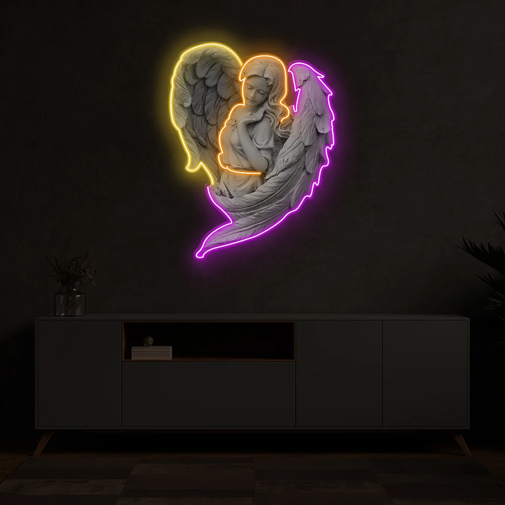 

Angel Artwork Led Neon Sign Light Angel Wings Neon Sign for Living Room Bedroom Wall Decor Neon Bar Office Room Decoration Signs