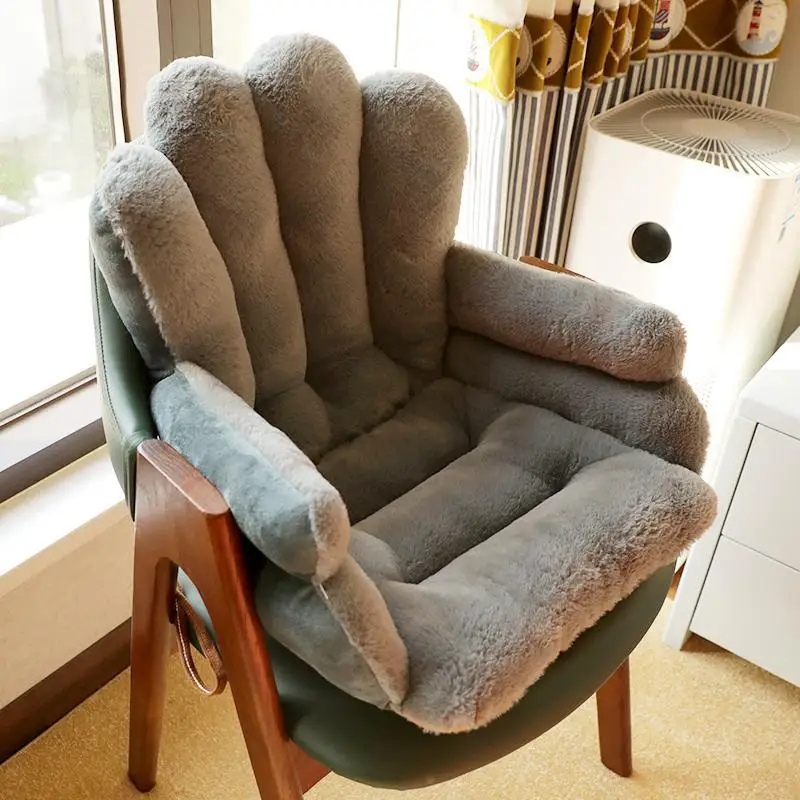 

Palm Shape Lumbar Pillows Home Office Chair Seat Cushion Back Cartoon Shell Plush Armchair Seat Backrest Sofa Throw Pillows Mat