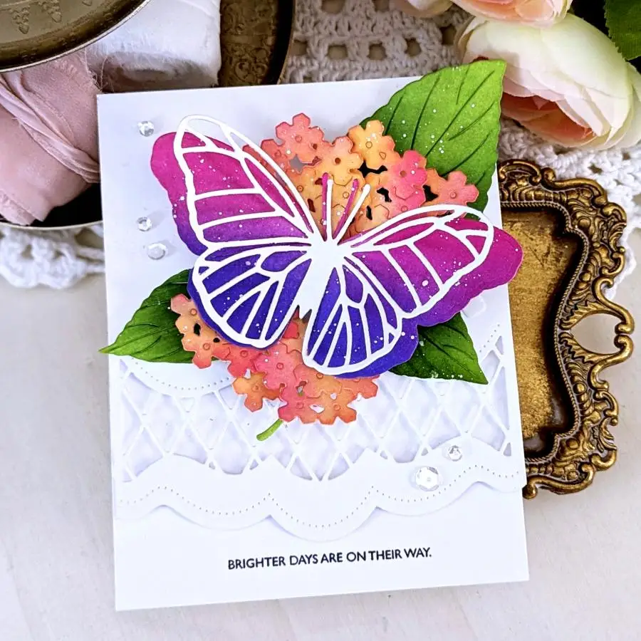 

Thinking of You Words Butterflies Coneflowers Scallops Die Cut Scrapbooking DIY 2025 New Greeting Card Sentiment Stamp Stencils