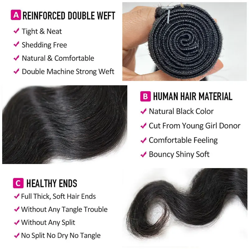 100% Human Hair Body Wave Bundles Brazilian Virgin Loose Wavy Brazilian Hair for Micro Braiding No Weft Extensions Hair