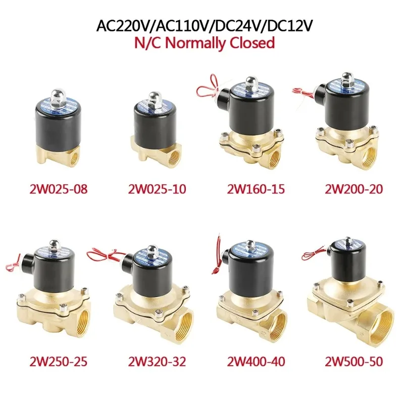 Normally Closed Normally Open Valve for Water Oil Air 12V 24V 220V 110V Electric Brass Solenoid Valve 1/4