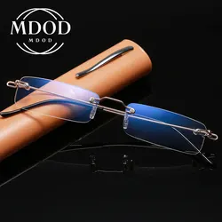 Pen Holder Anti-blue Light Borderless Presbyopia Glasses Portable with Anti-fall High-definition Anti-fatigue Reading Glasses