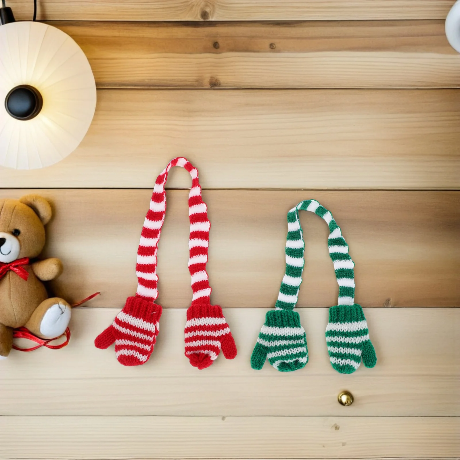 4 個のミニクリスマスミトン Bjd 用、ニット手袋、ミトン、ベビー冬用アクセサリー、ホリデードレスアップ服、リボーン